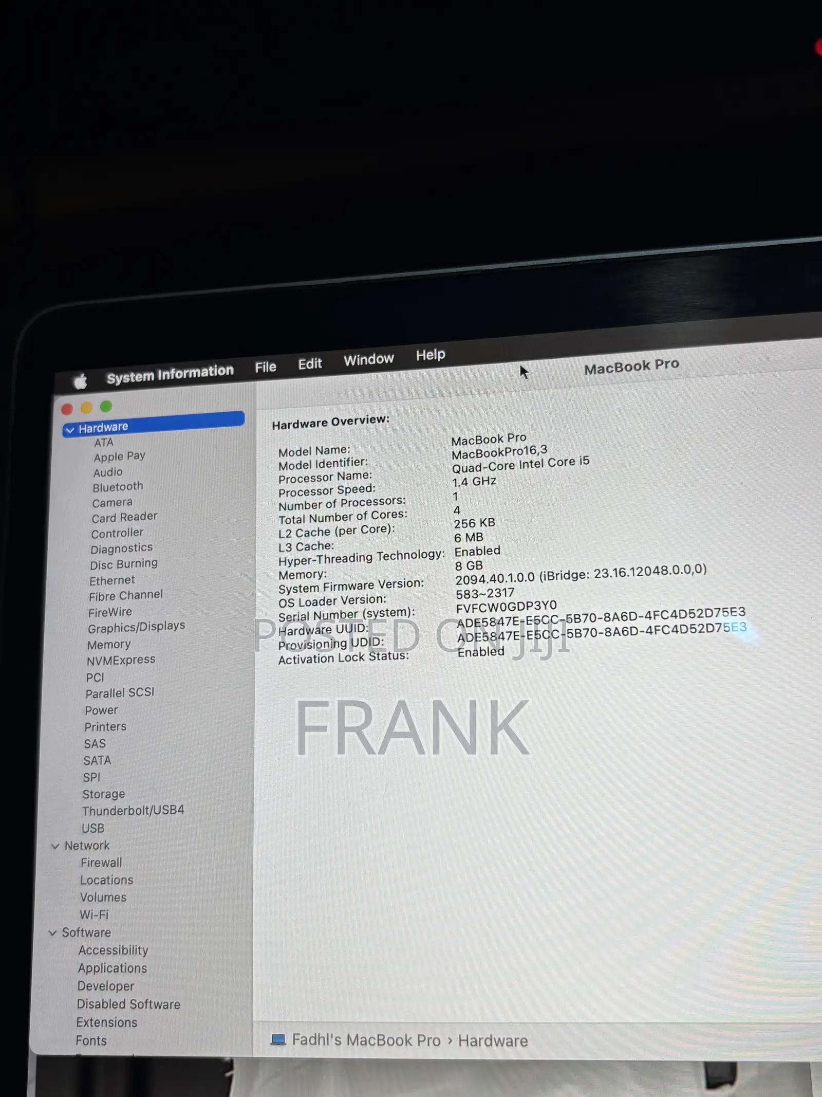 Laptop Apple MacBook Pro 2020 8GB Intel Core i5 SSD 256GB