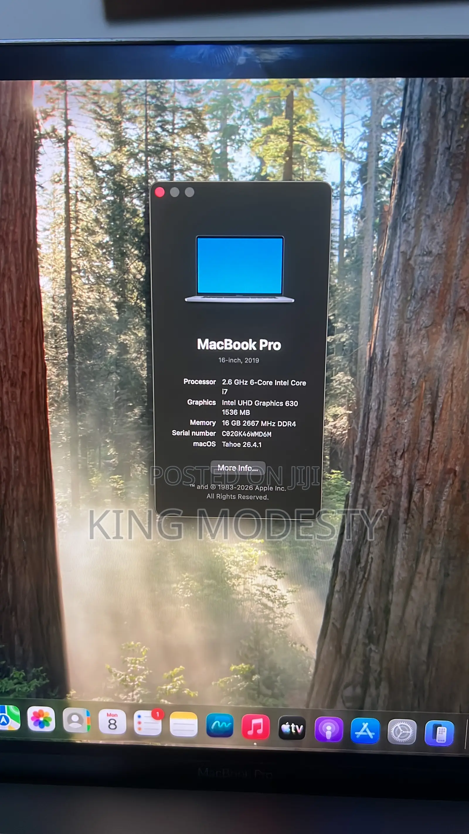 Laptop Apple MacBook Pro 2019 16GB Intel Core i7 SSD 512GB