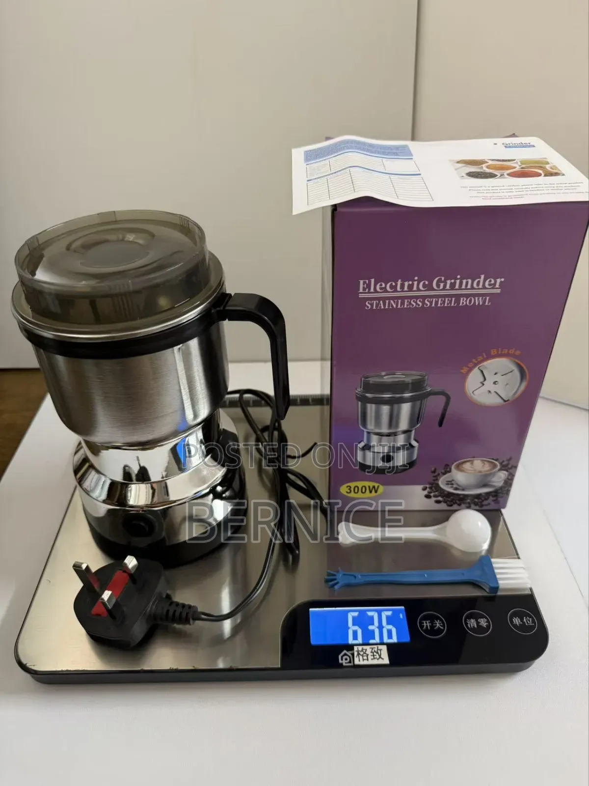 300w Electric Stainless Steel Grinder – Coffee, Spice Grain Grinder