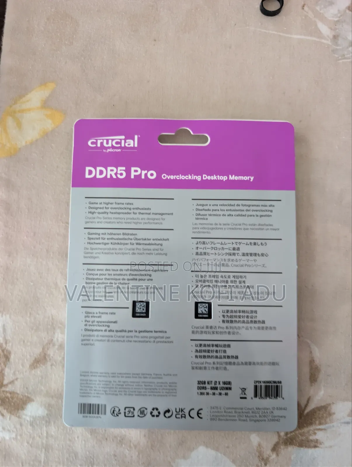 Crucial Pro Overclocking 32gb (2 X 16gb) Ddr5-6000 Pc5-48000 Cl36 Dual