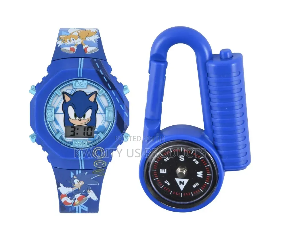 Sonic the Hedgehog Kids Unisex LCD Watch and Compass Set