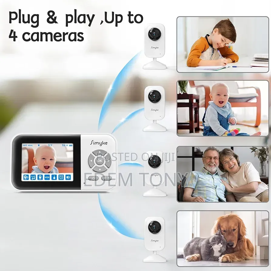 Simyke Upgrade Video Baby Monitor With Camera,1200ft Long Range