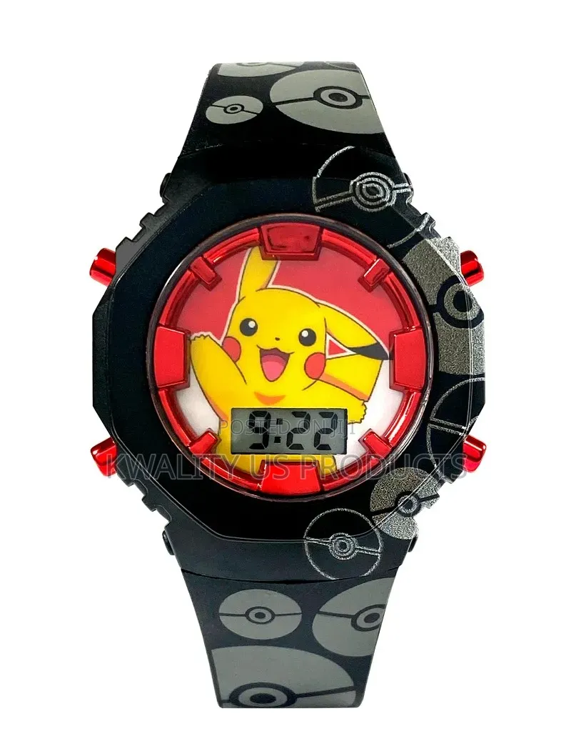 Pokémon Pikachu Kids LCD Flashing Watch and Survival Bracelet Set