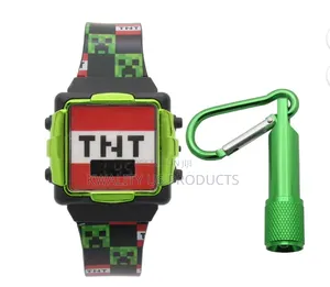 Minecraft Kids Unisex Digital Flashing Watch and Flashlight Set