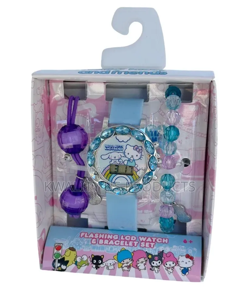 Hello Kitty Girls LCD Flashing Watch and Bracelet Set