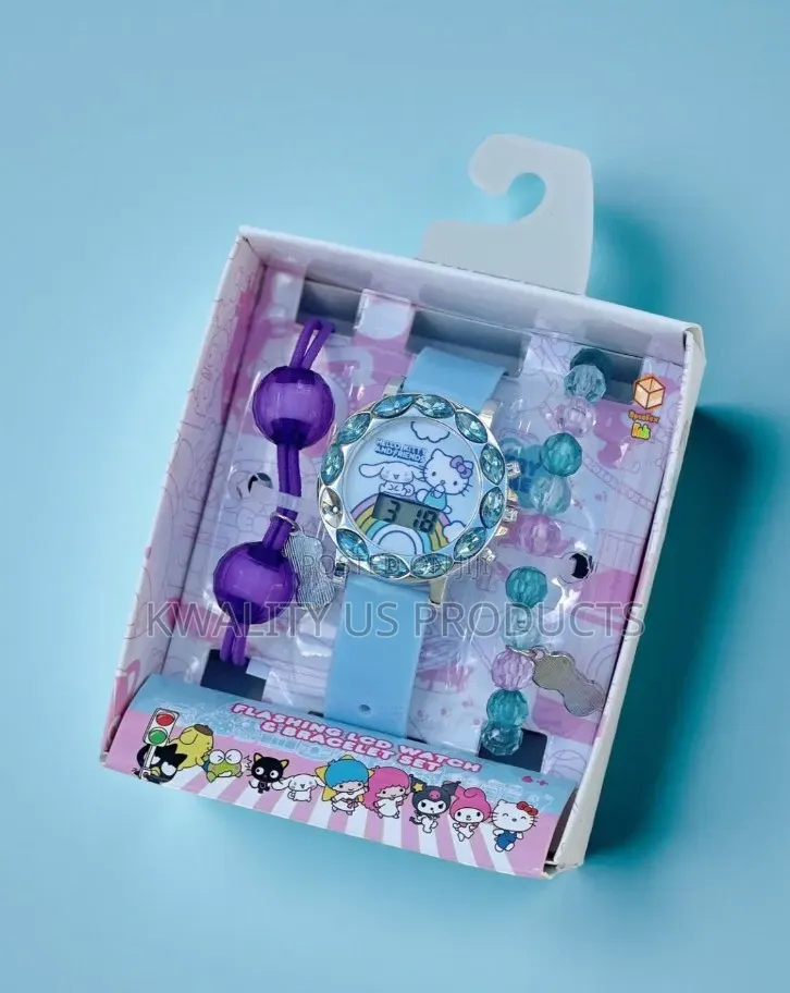 Hello Kitty Girls LCD Flashing Watch and Bracelet Set