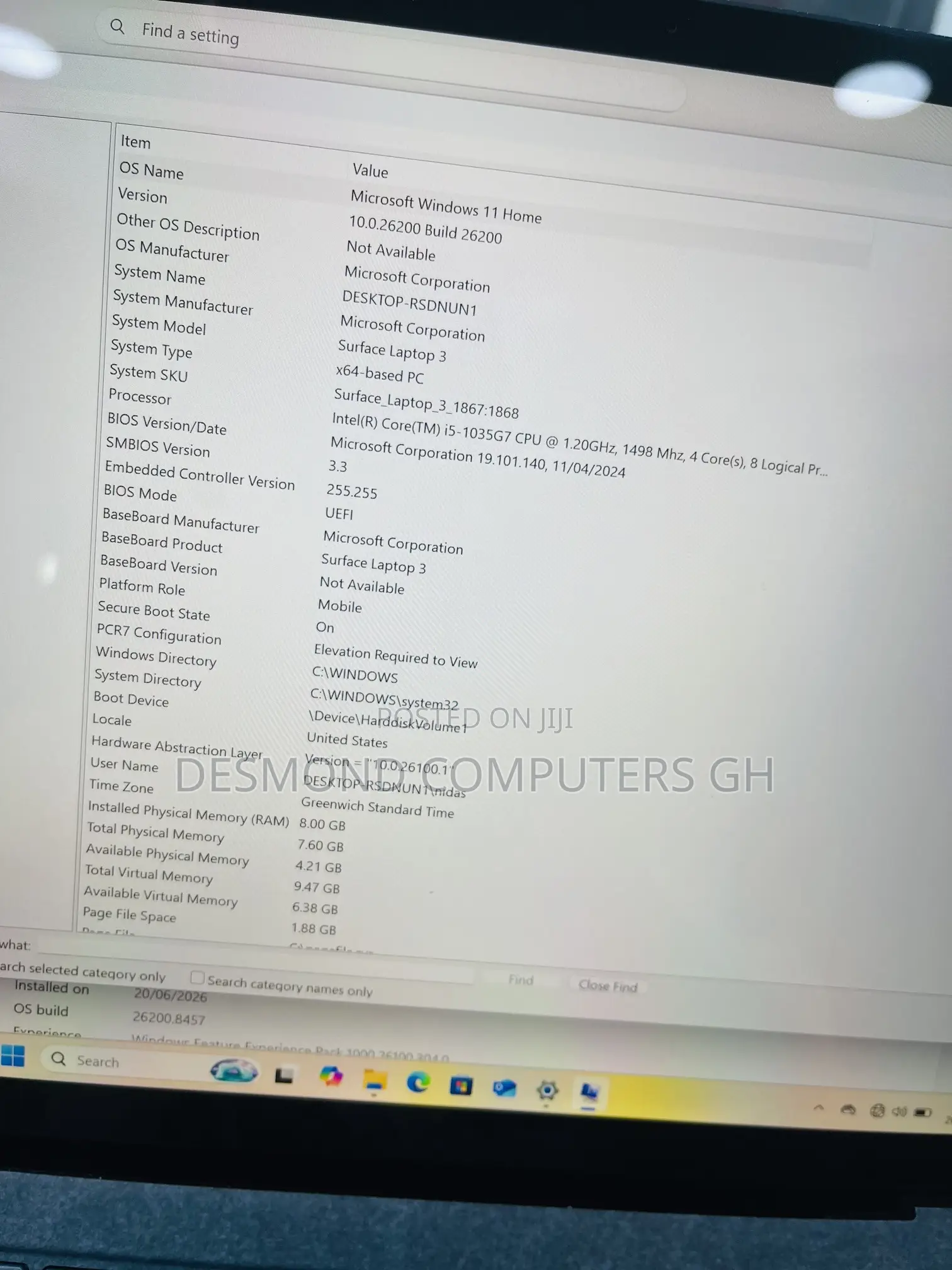 Laptop Microsoft Surface Laptop 3 8GB Intel Core i5 SSD 256GB