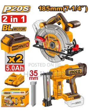 Ingco Cordless 20v Circular Saw 7.25" + Brad Nailer - Cosli240866