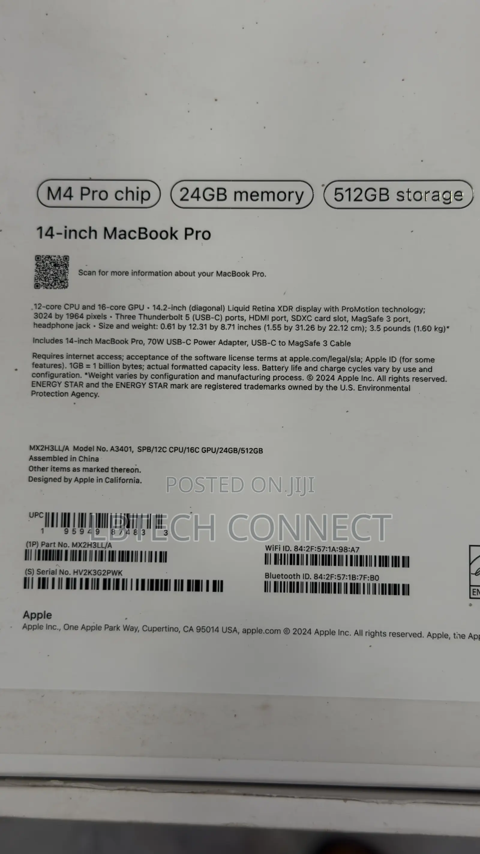 Laptop Apple MacBook Pro 2024 M4 Pro 24GB Apple M4 Pro SSD 512GB