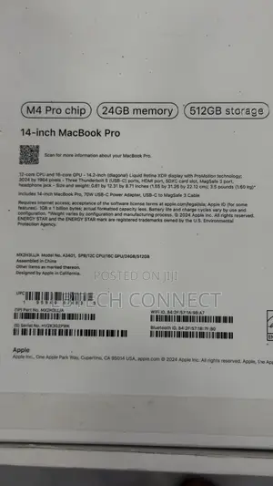 Laptop Apple MacBook Pro 2024 M4 Pro 24GB Apple M4 Pro SSD 512GB