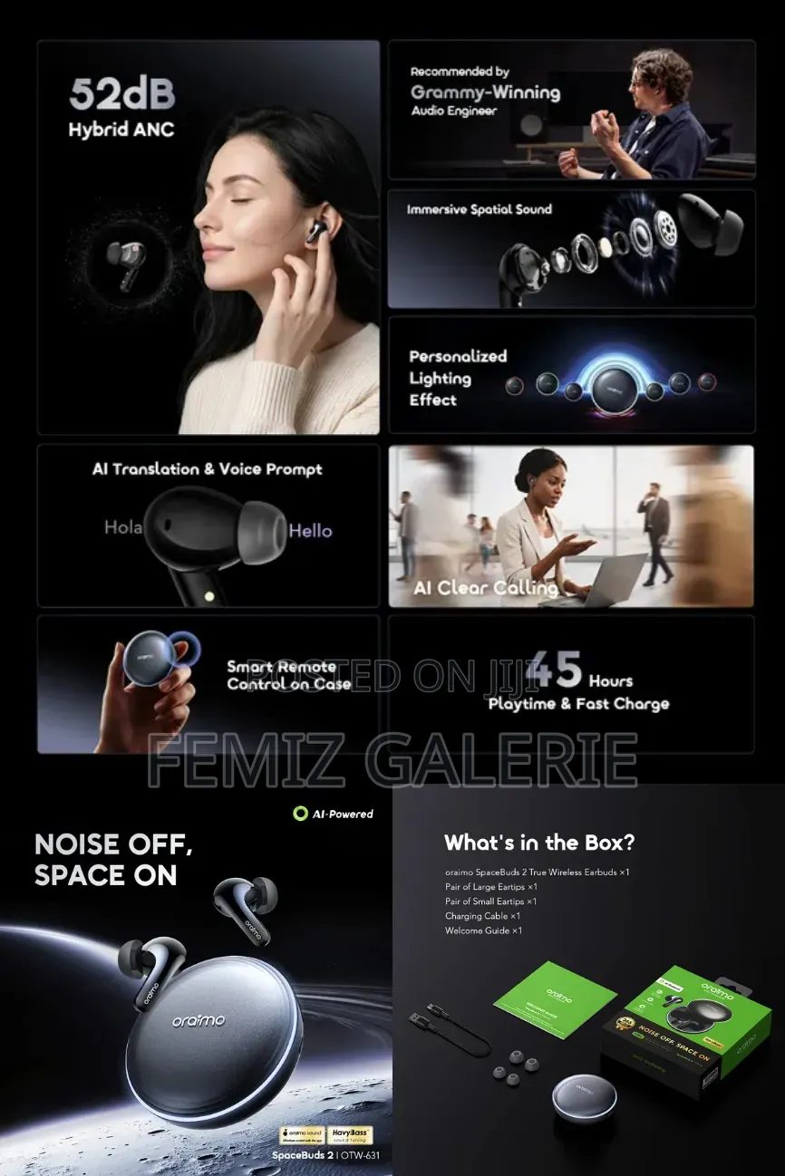 Oraimo Spacebuds 2 Ai Smart 45hrs Playtime True Wireless Earbuds