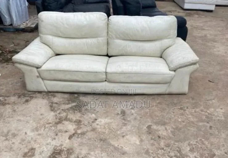 Two Seater Cream Furniture Village Leather Sofa