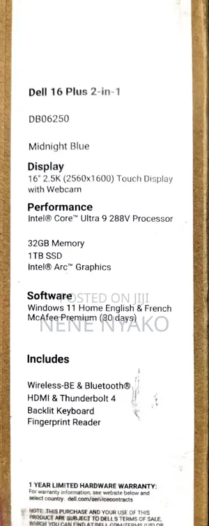 New Laptop Dell Plus 16 32GB Intel Core Ultra 9 SSD 1T