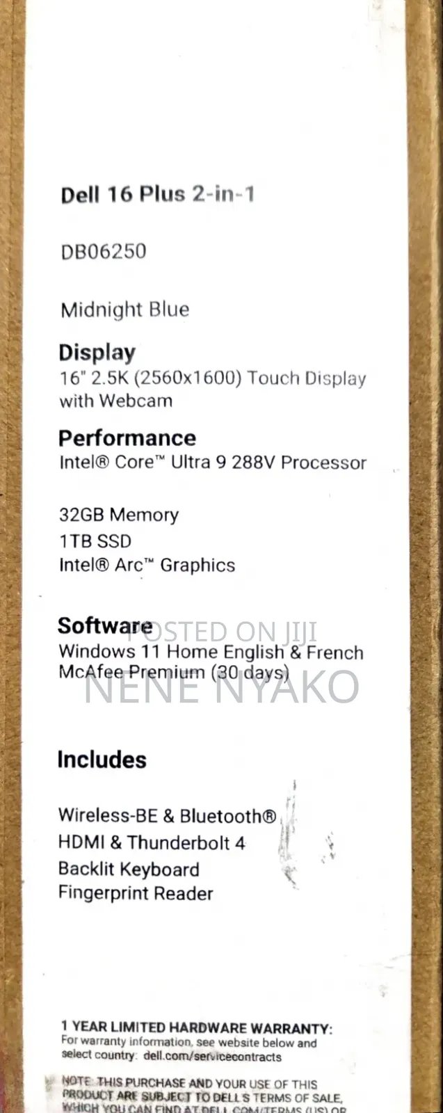New Laptop Dell Plus 16 32GB Intel Core Ultra 9 SSD 1T