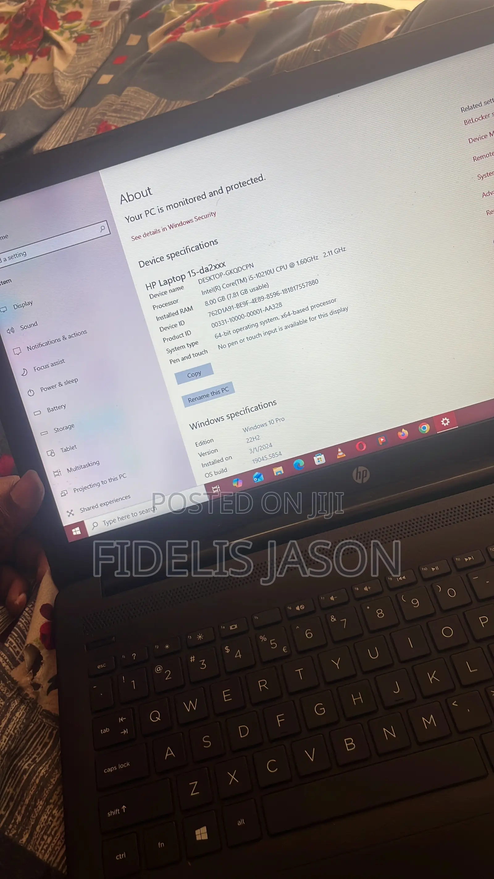 Laptop HP 15-da2933nia 8GB Intel Core i5 HDD 1T