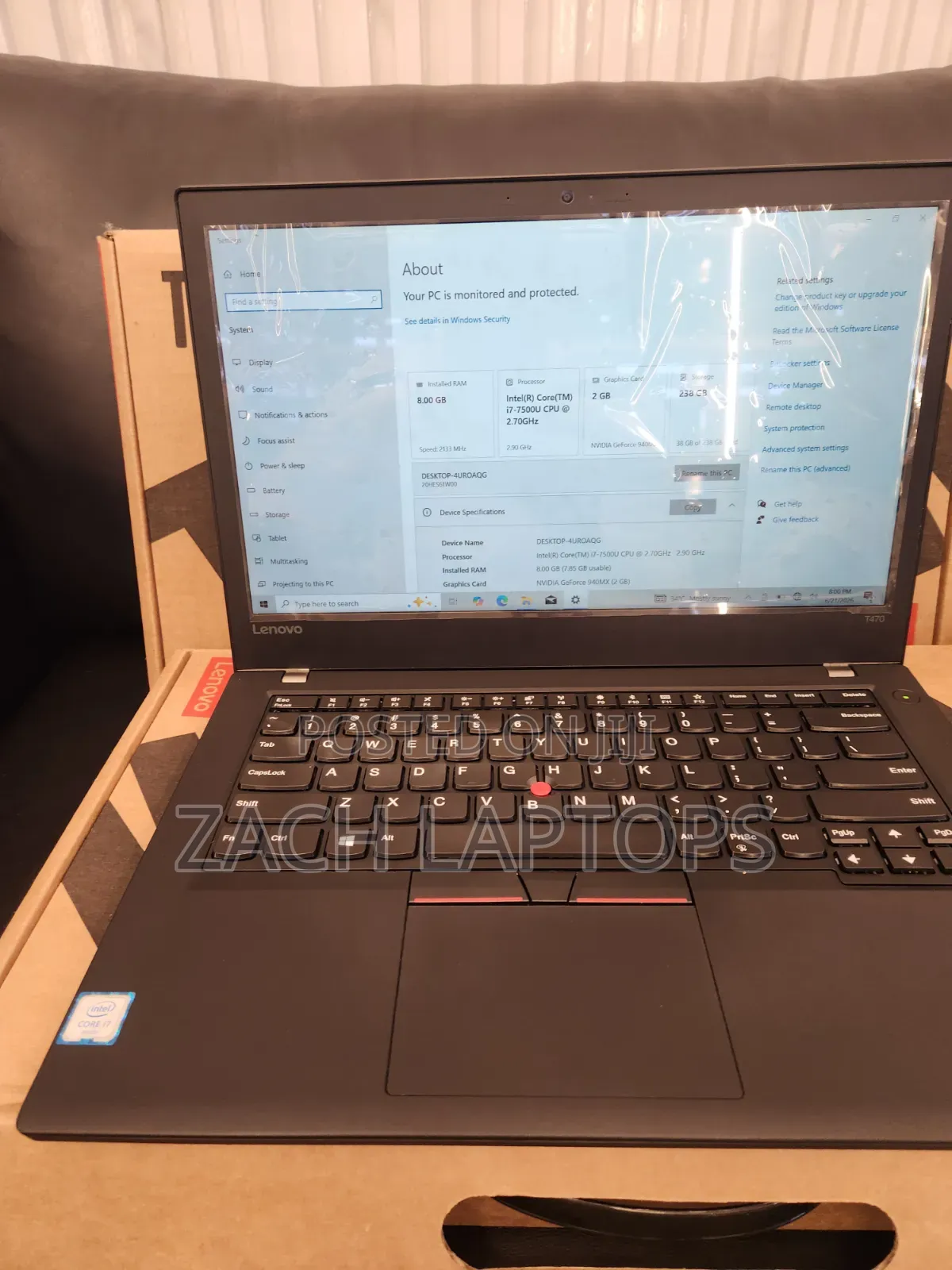 New Laptop Lenovo ThinkPad T470 8GB Intel Core i7 SSD 256GB
