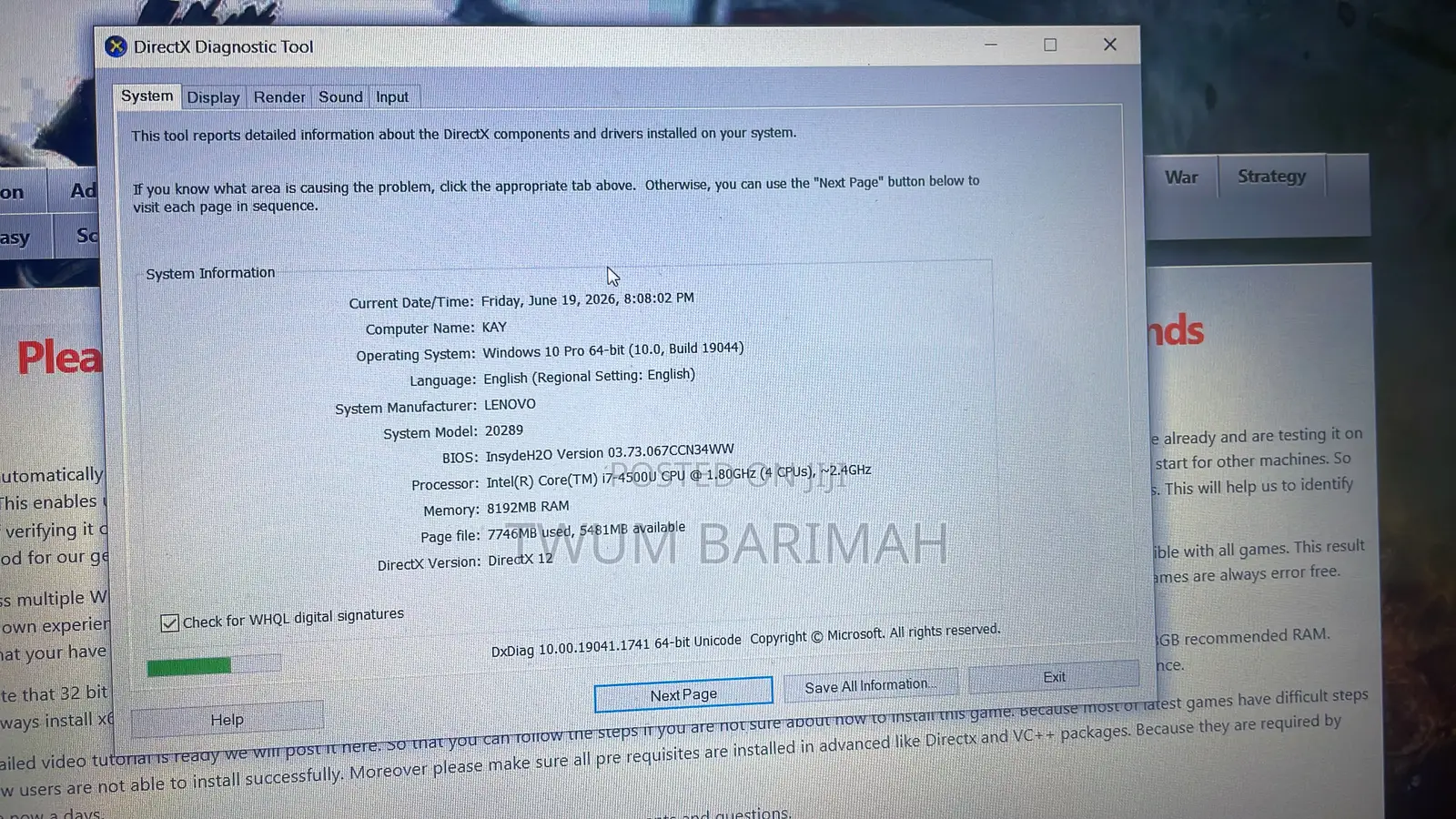 Laptop Lenovo IdeaPad 1 8GB Intel Core i7 HDD 500GB