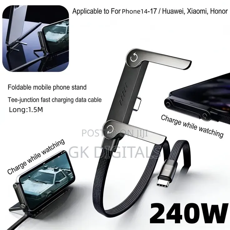 240w Fast Charging Type-C iPhone Cable With Phone Holder
