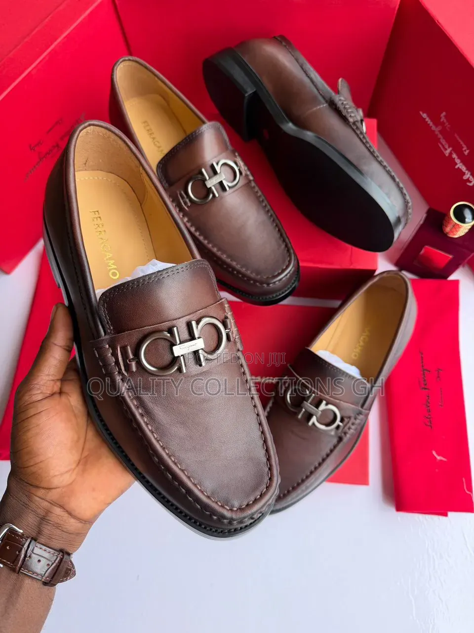 Salvatore Ferragamo Brown and Black Loafers