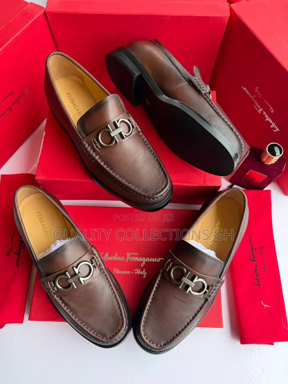 Salvatore Ferragamo Brown and Black Loafers