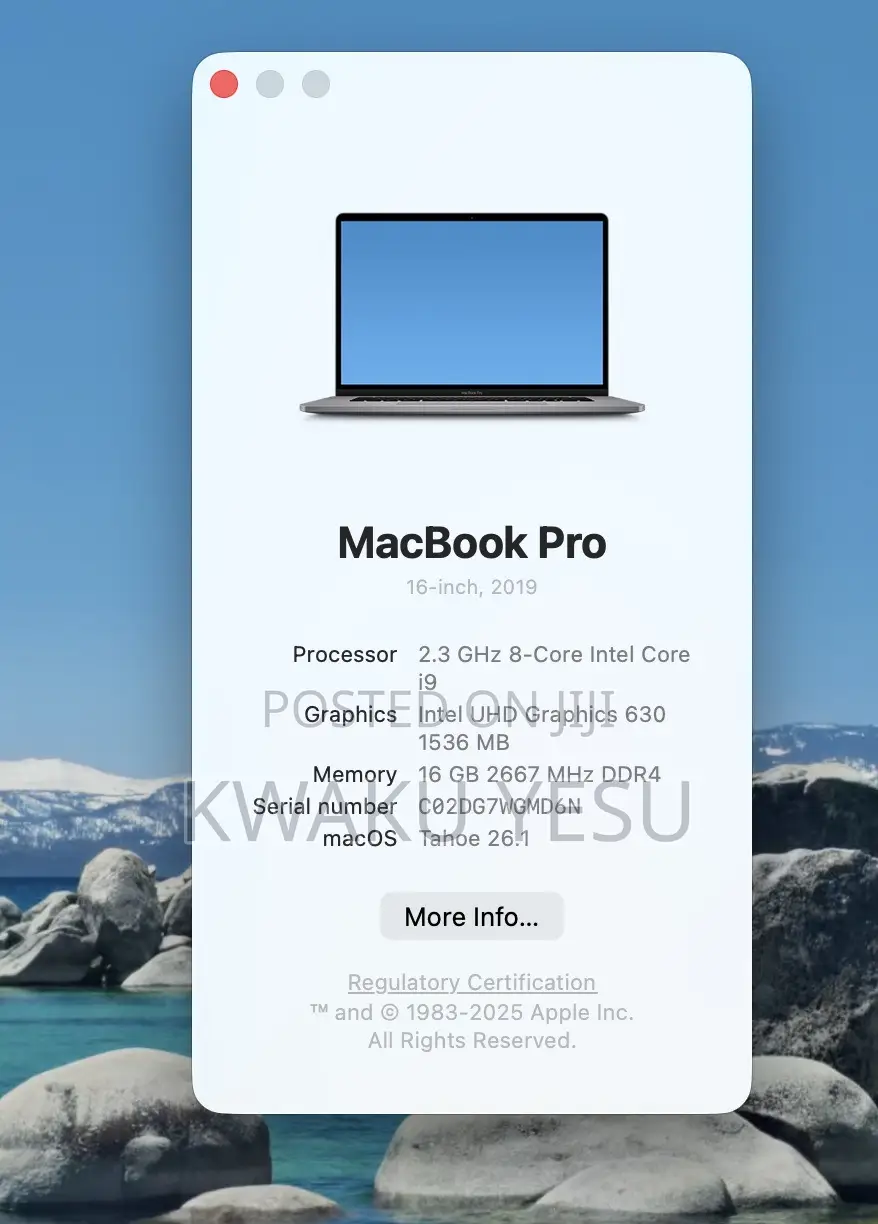 Laptop Apple MacBook Pro 2019 16GB Intel Core i9 eMMC 1T