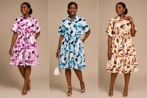 Patterned Shirt Dress Available