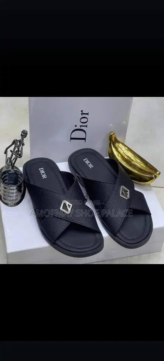 Men’S Luxury Cross-Strap Slide Sandals