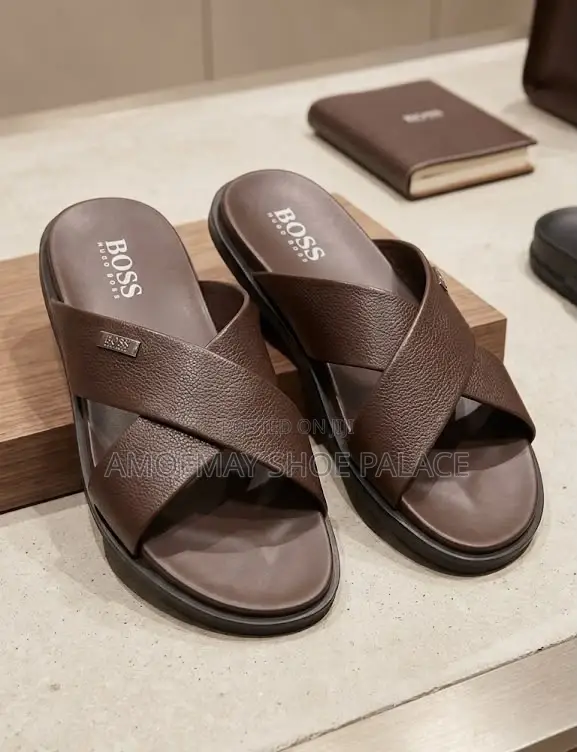 Men’S Luxury Cross-Strap Slide Sandals