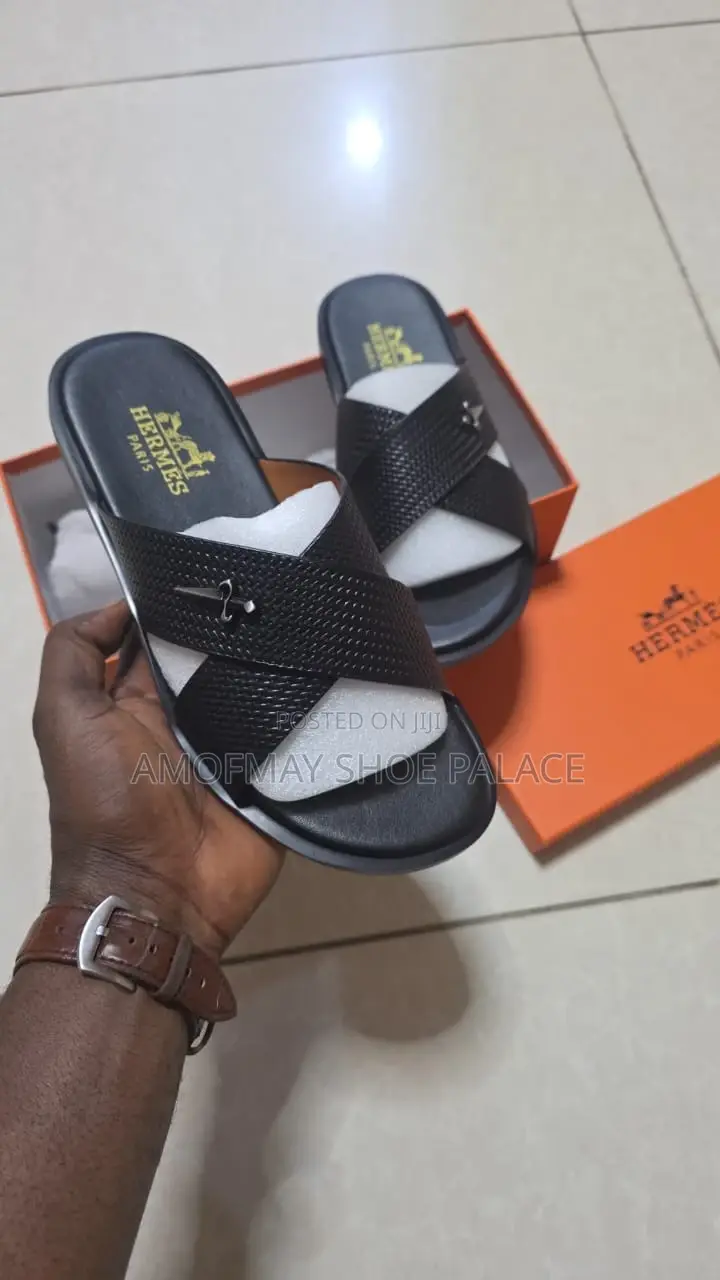 Men’S Luxury Cross-Strap Slide Sandals