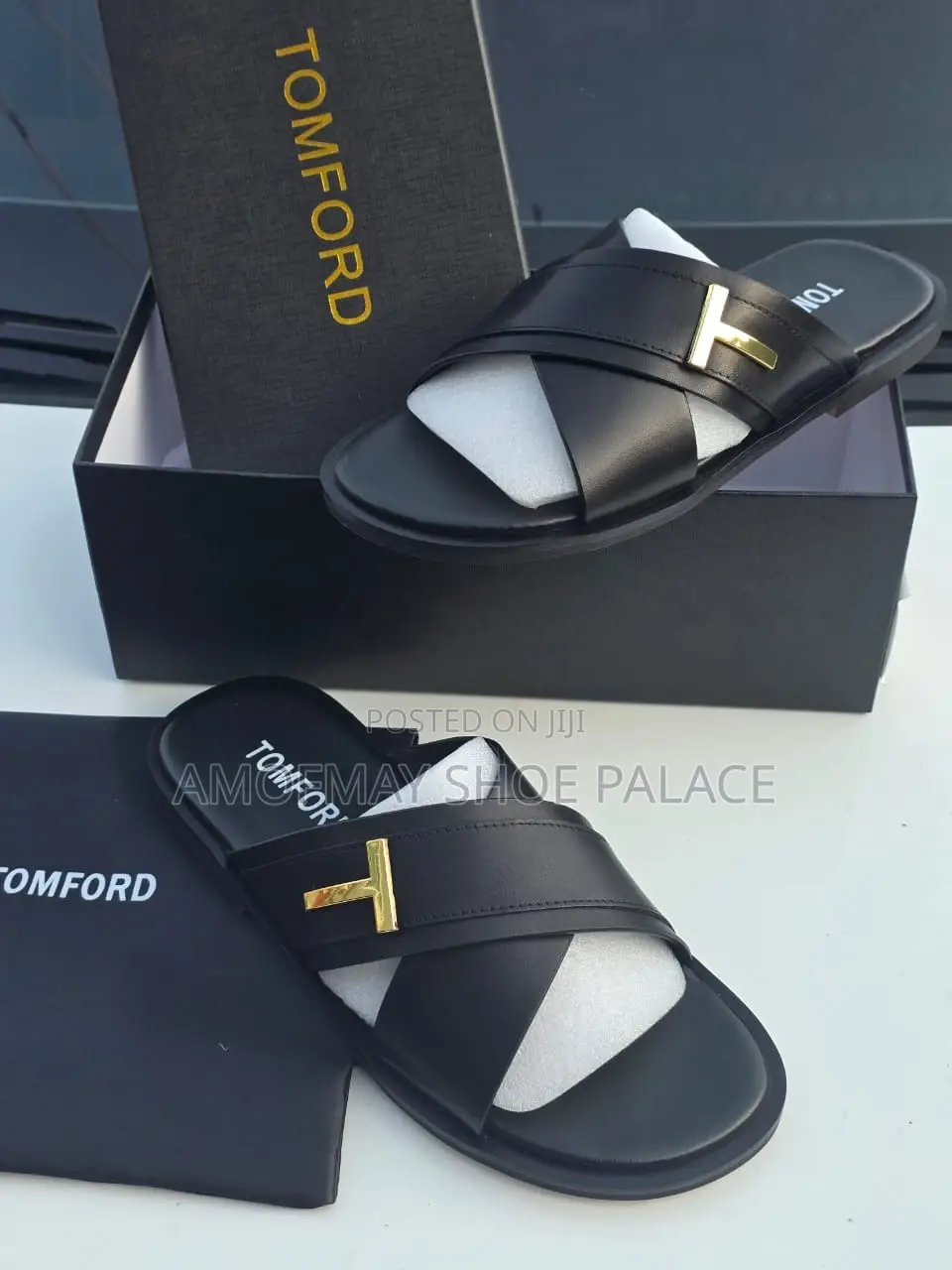 Men’S Luxury Cross-Strap Slide Sandals