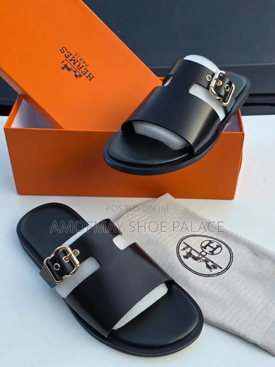 Men’S Luxury Cross-Strap Slide Sandals