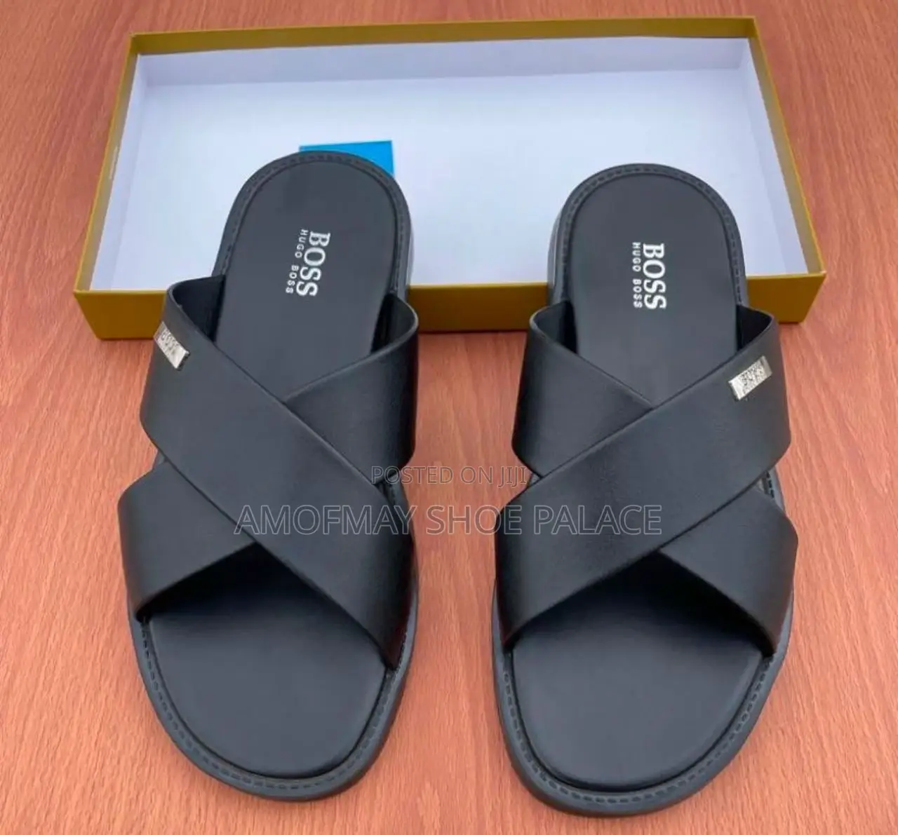 Men’S Luxury Cross-Strap Slide Sandals
