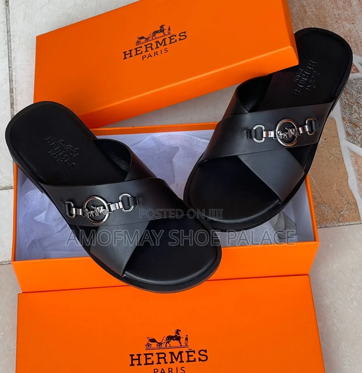 Men’S Luxury Cross-Strap Slide Sandals