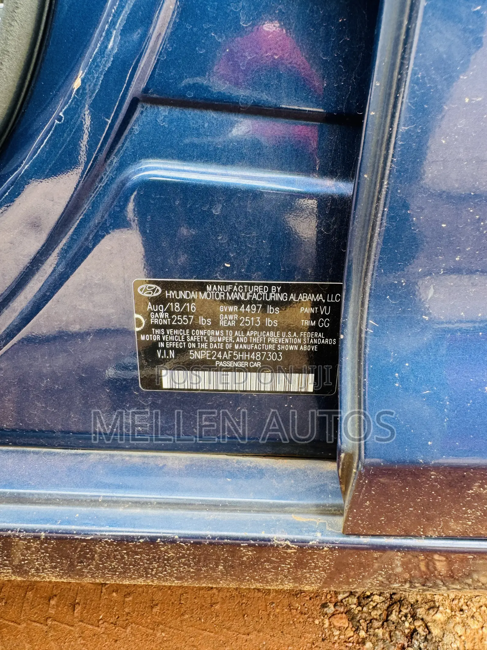 Hyundai Sonata Base Sedan FWD (2.4L 4cyl 6A) 2017 Blue