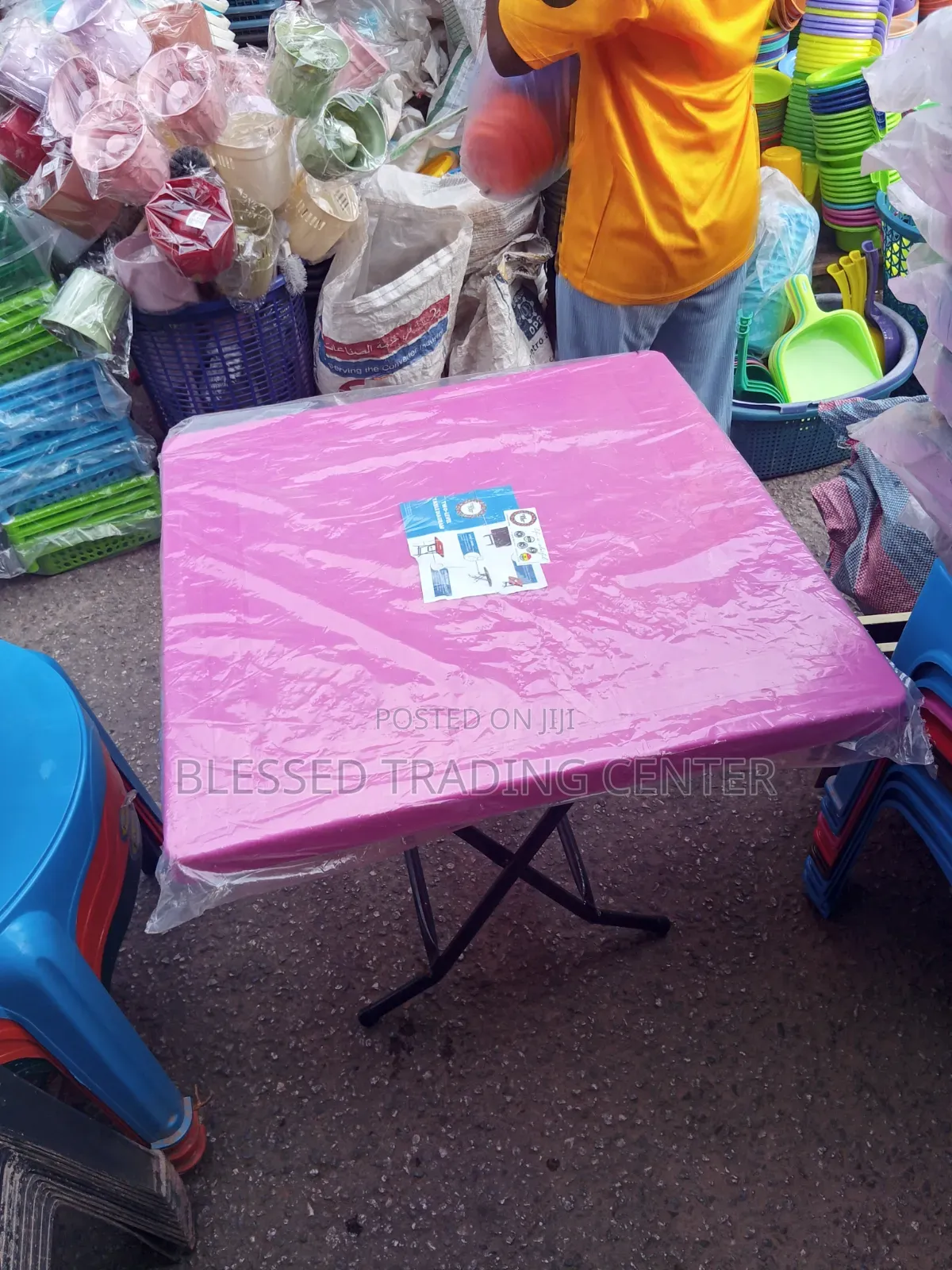 Plastic Table With Metal Legs Foldable Medium Size