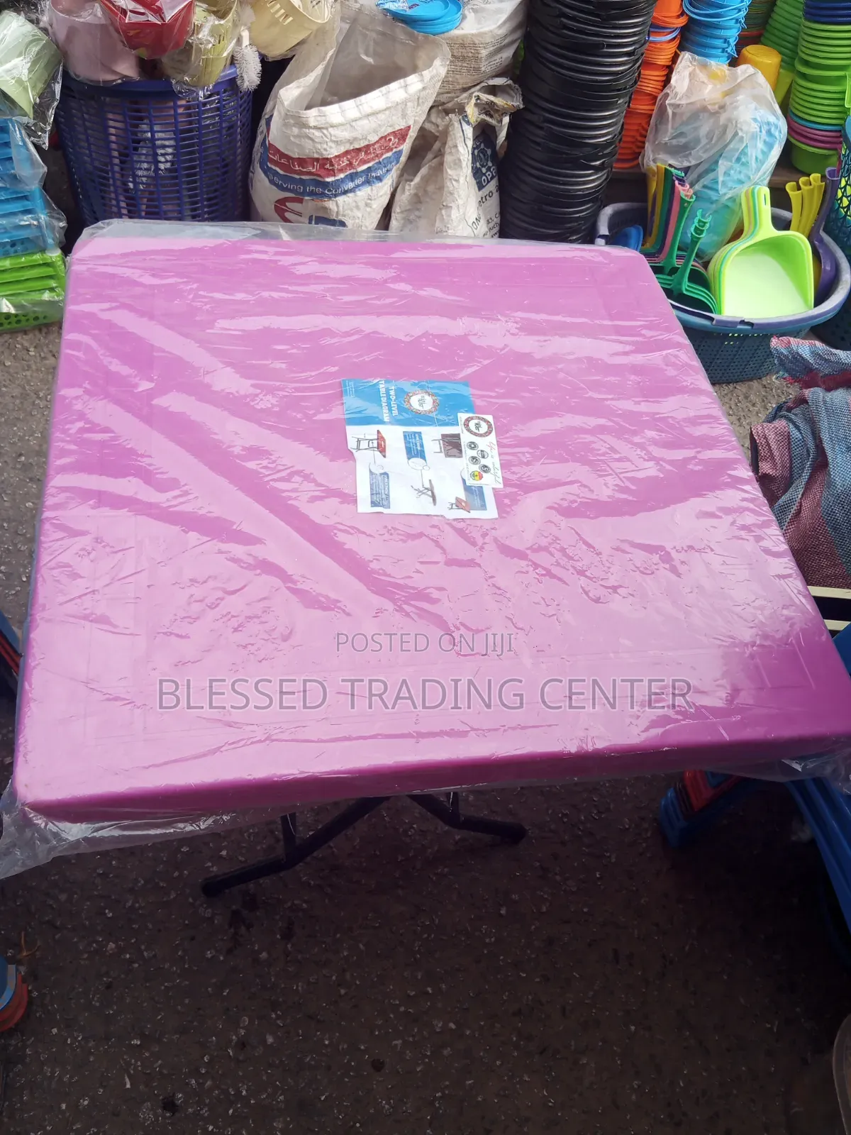 Plastic Table With Metal Legs Foldable Medium Size