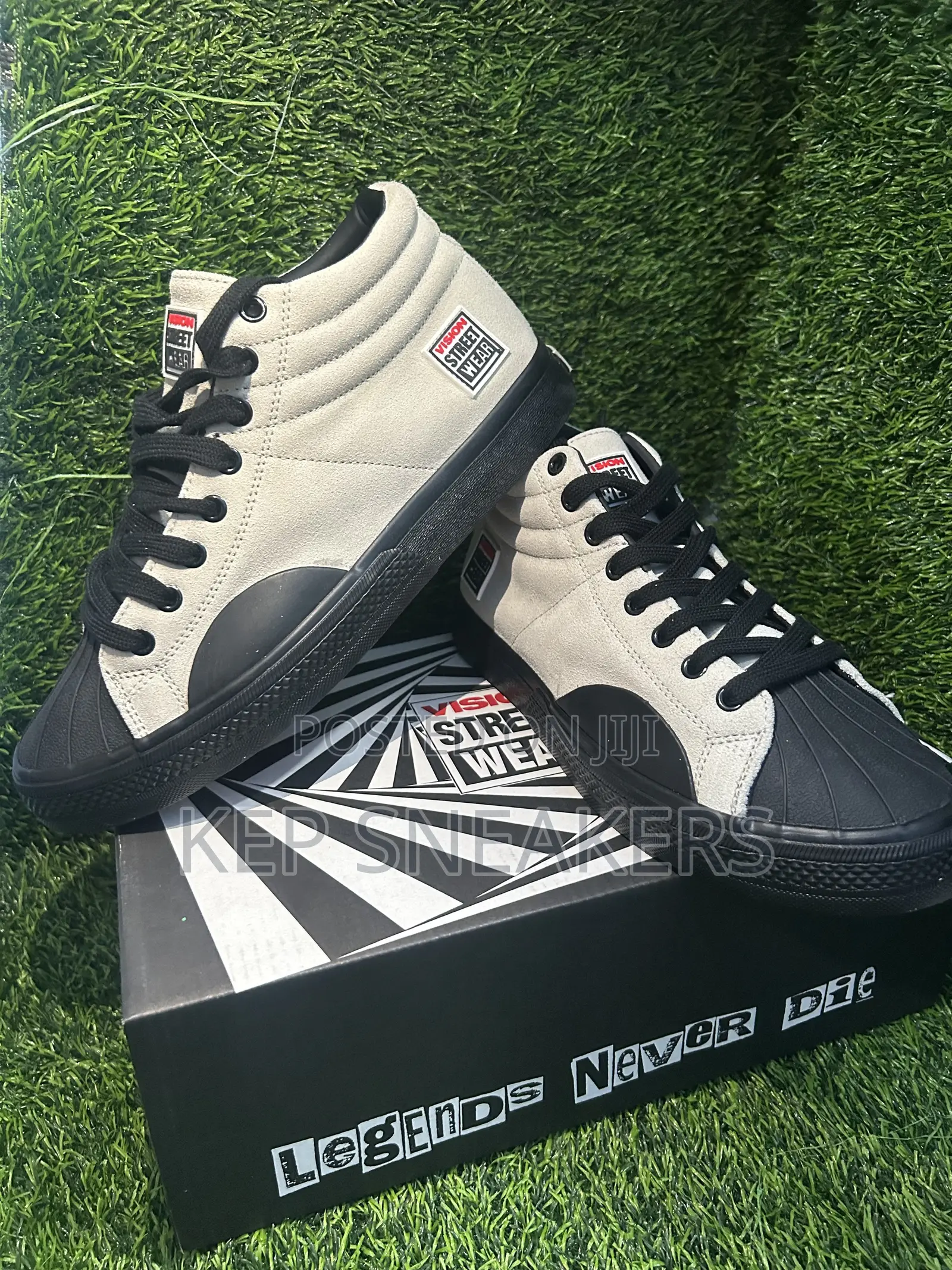 Vision Street Wear Leather Suede High Top Bone and Black