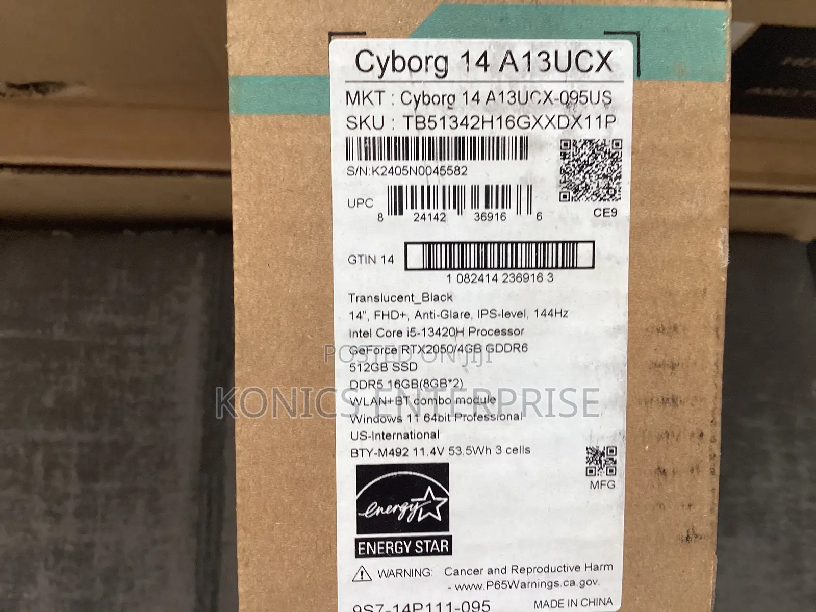 New Laptop MSI Cyborg 14 16GB Intel Core i5 SSD 512GB