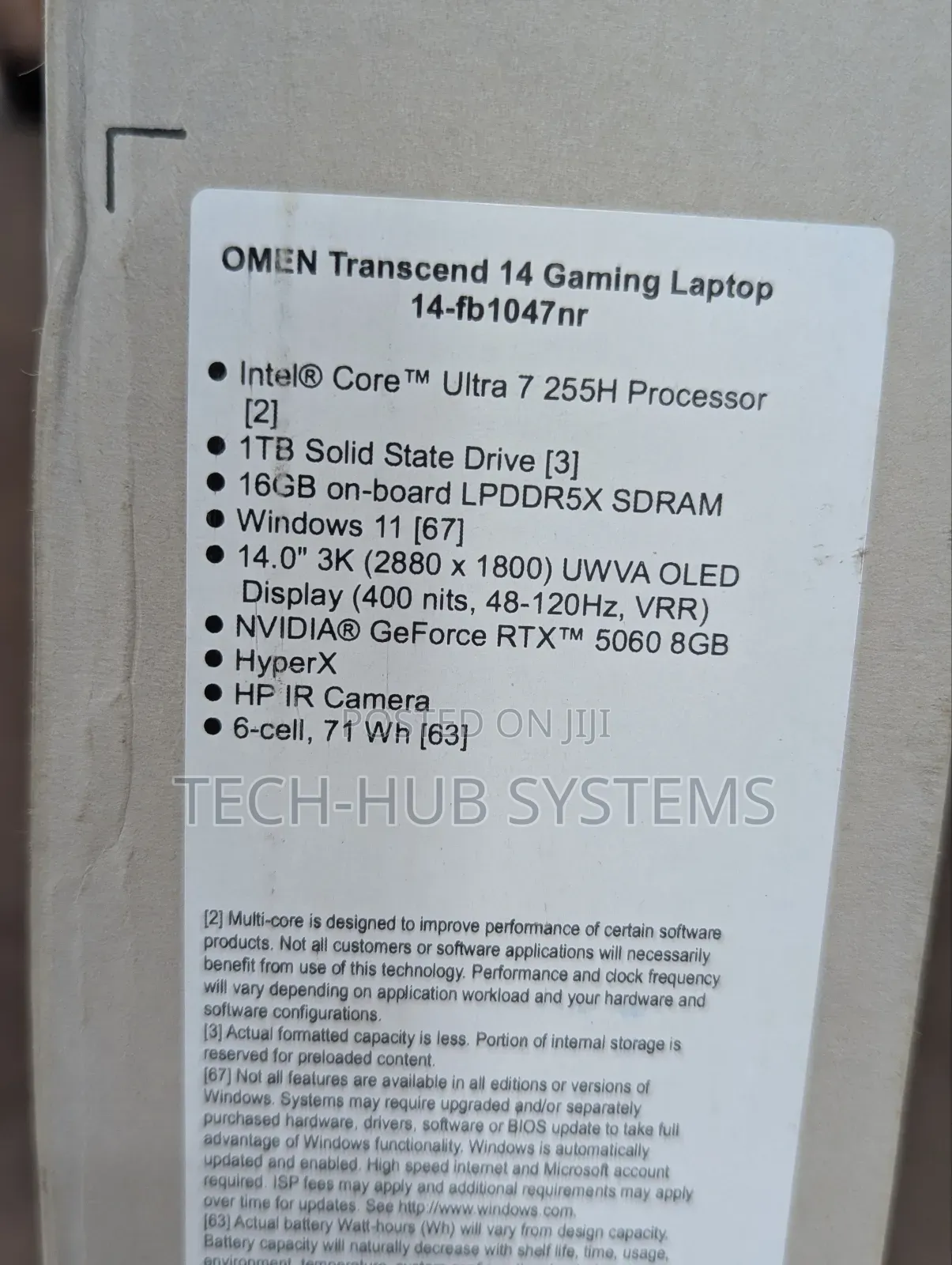 New Laptop HP Omen Transcend 14-fb0023dx 16GB Intel Core Ultra 7 SSD 1T