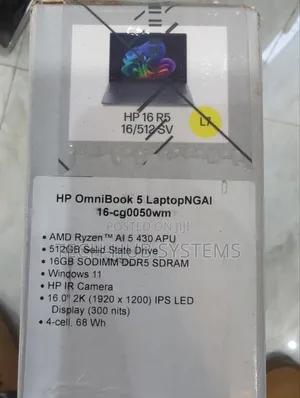 New Laptop HP OmniBook 5 16" 16GB AMD Ryzen SSD 512GB