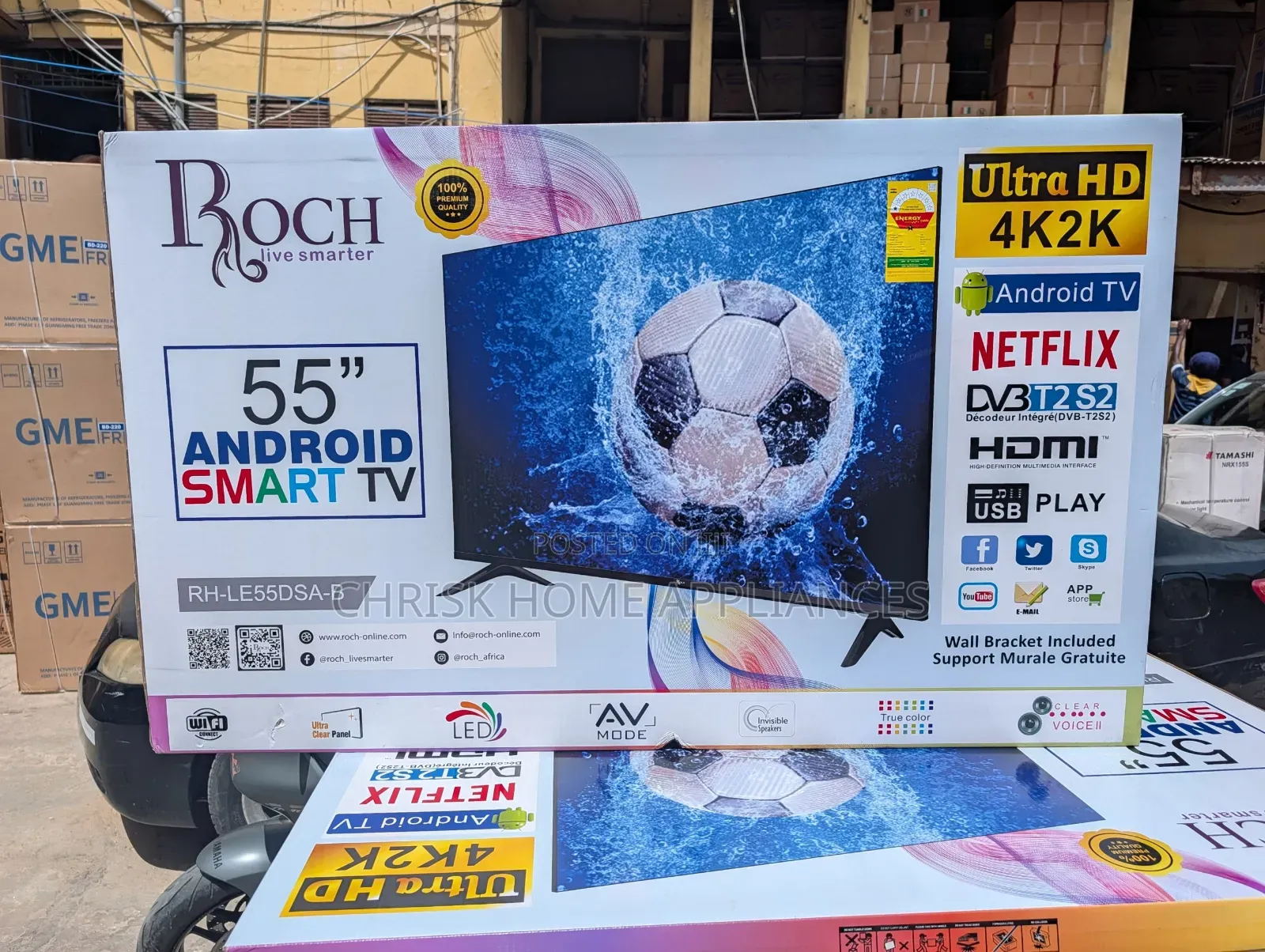 Roch 55" Android Smart Tv Ultra Hd | Netflix | Wi-fi |Wall Bracket