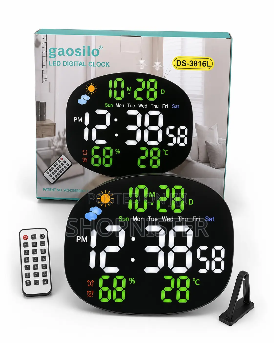 Large Led Digital Wall Clock With Remote Control