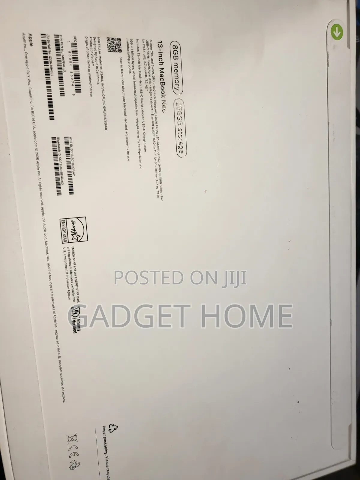 New Laptop Apple MacBook 8GB SSD 256GB