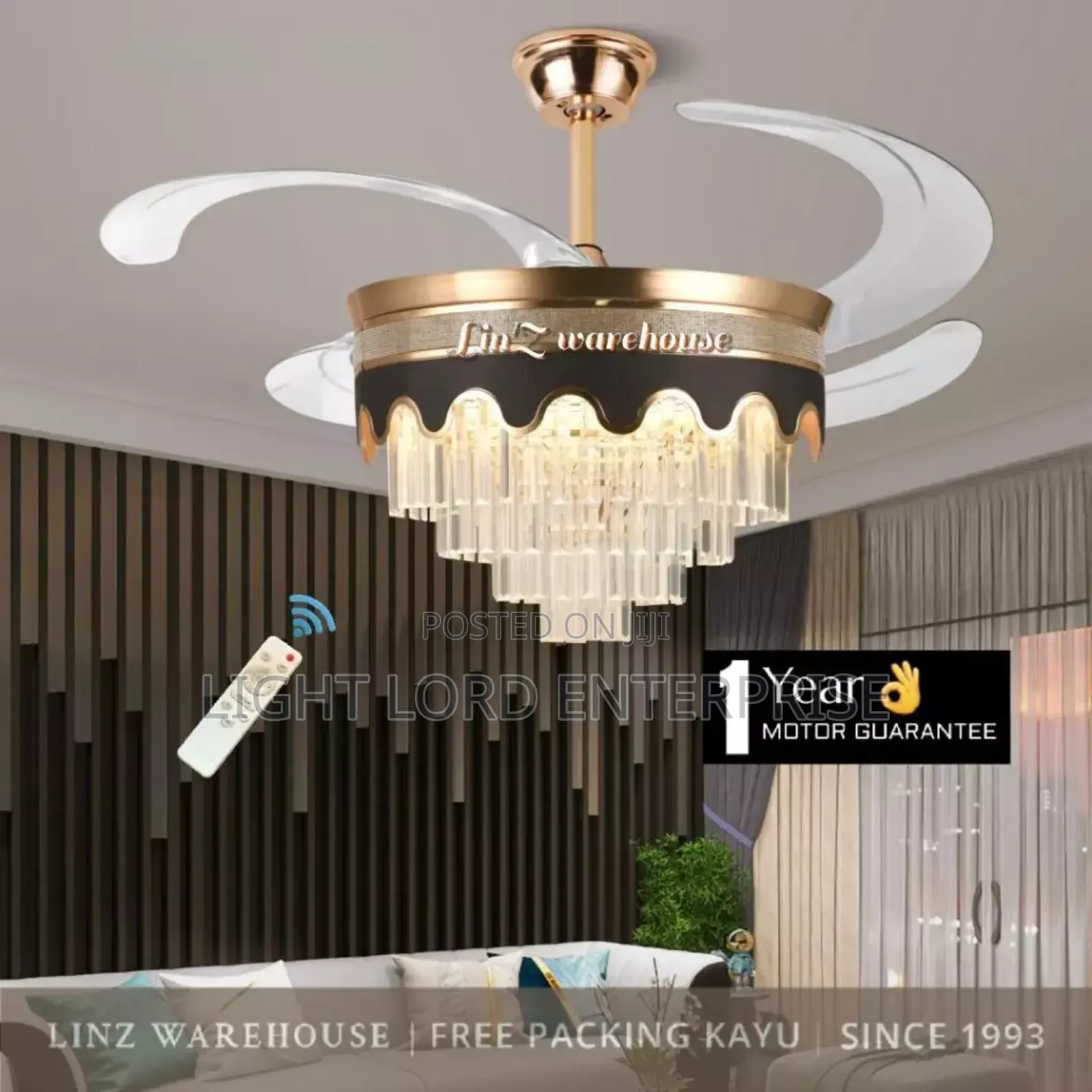 Tranperent Blade Fan With Light