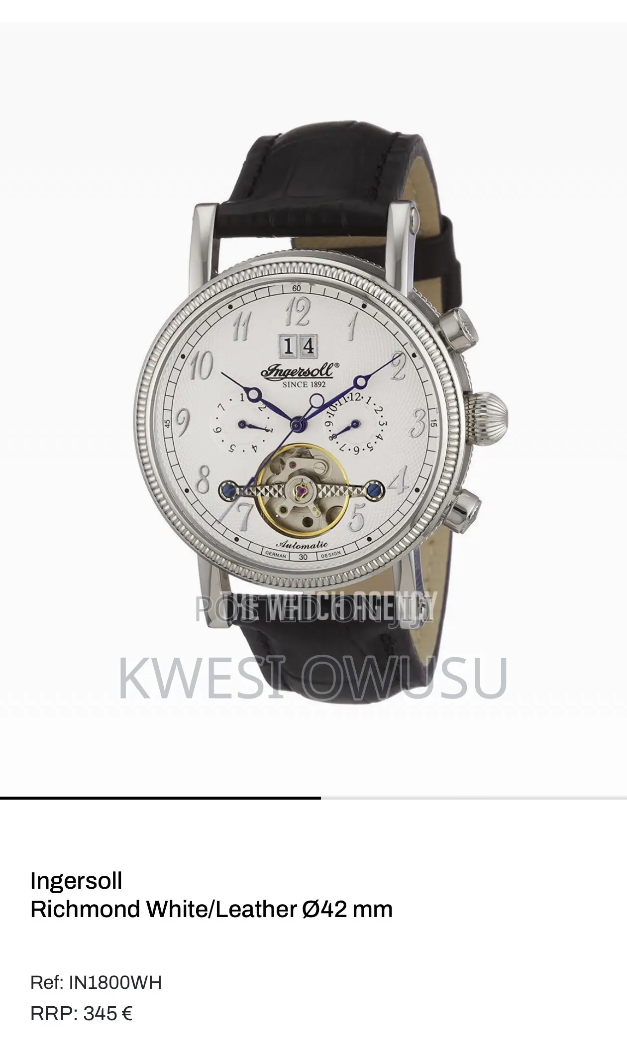 Ingersoll Men's In1800wh Richmond Automatic White Dial Watch