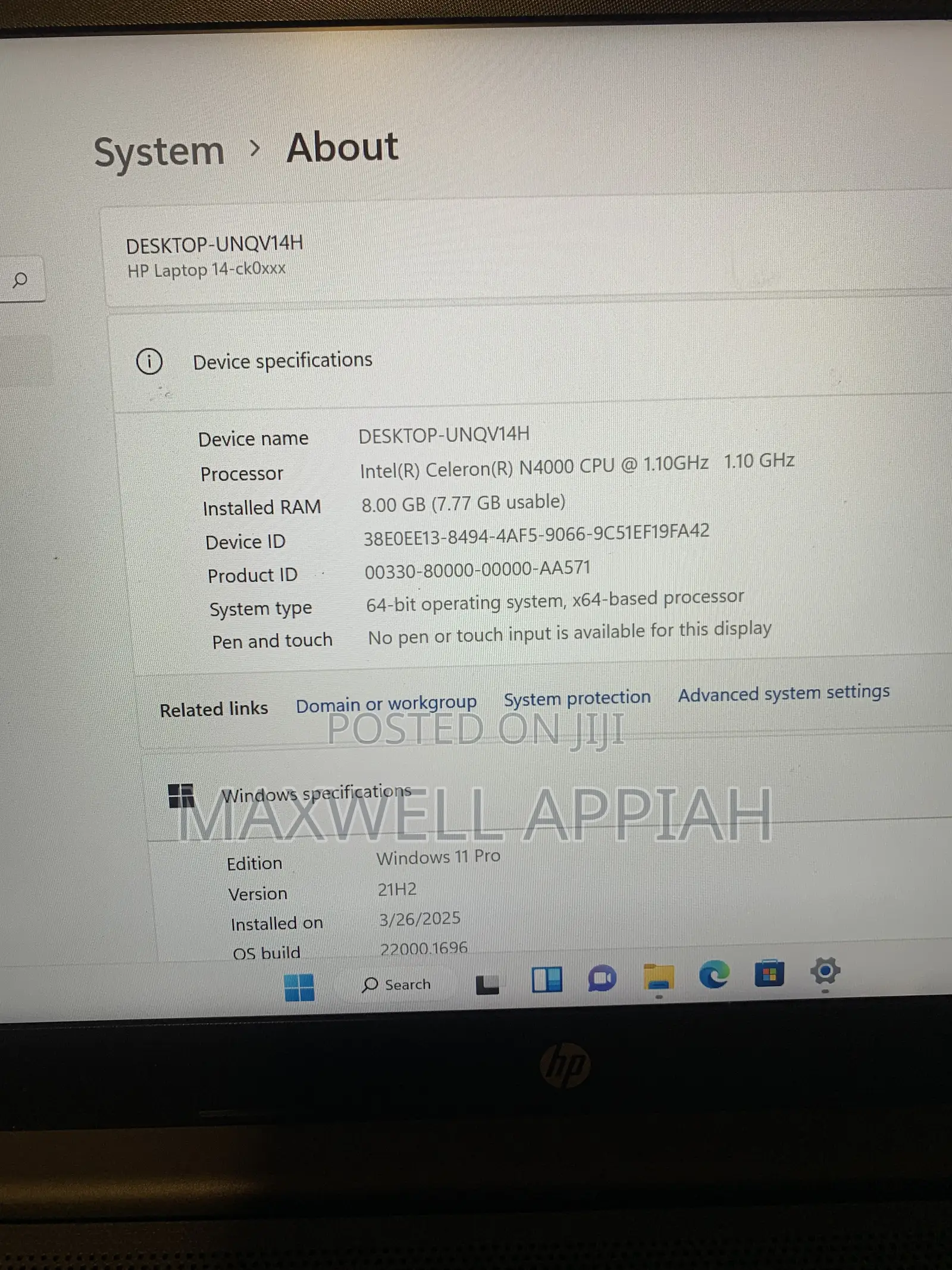 Laptop HP 8GB Intel SSD 500GB