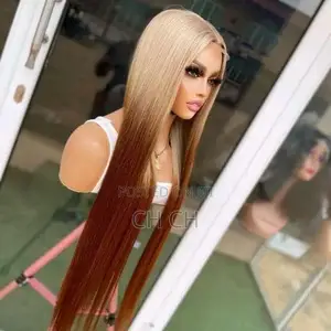 New 30 Inches Long Blonde and Brown Ombré Wig With a Matching Closure