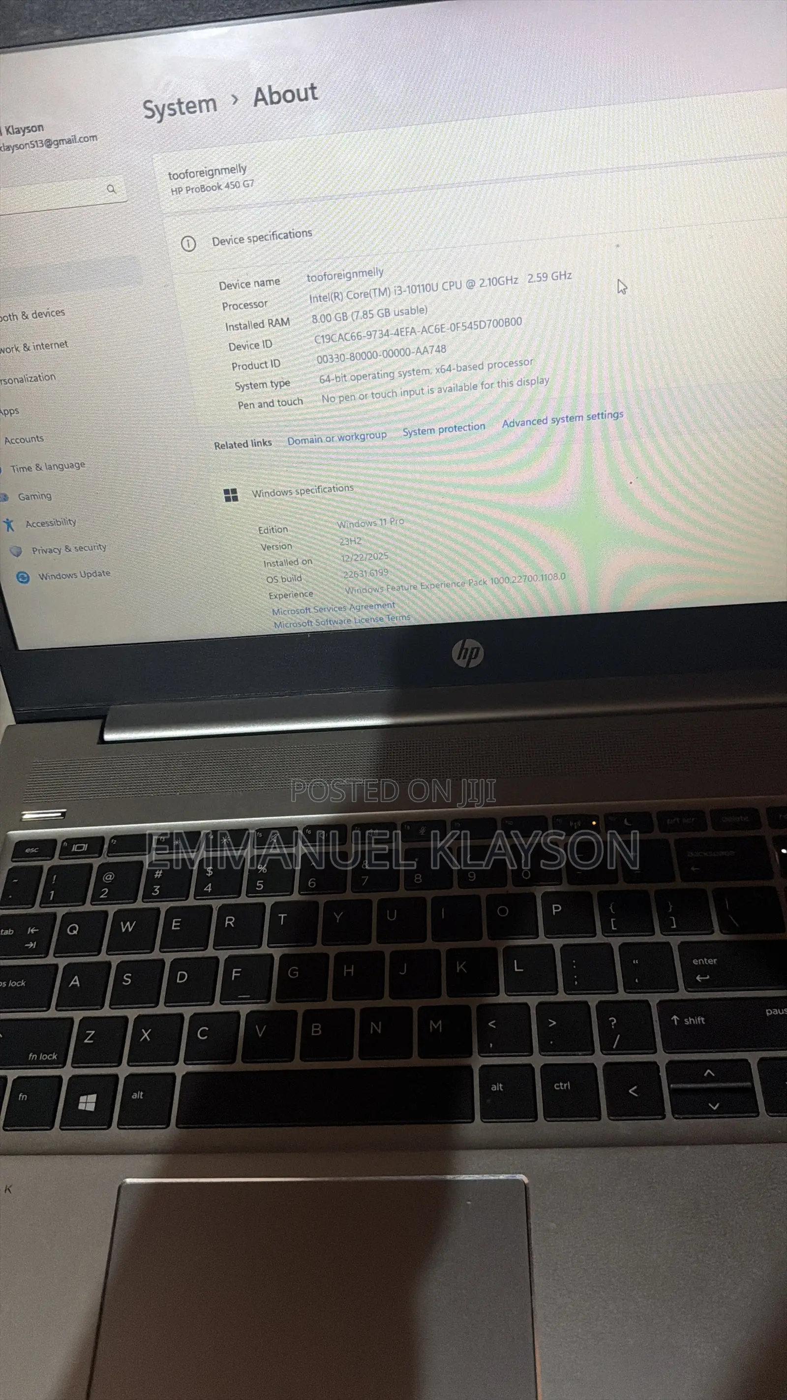 Laptop HP ProBook 450 G7 8GB Intel Core i3 SSD 256GB