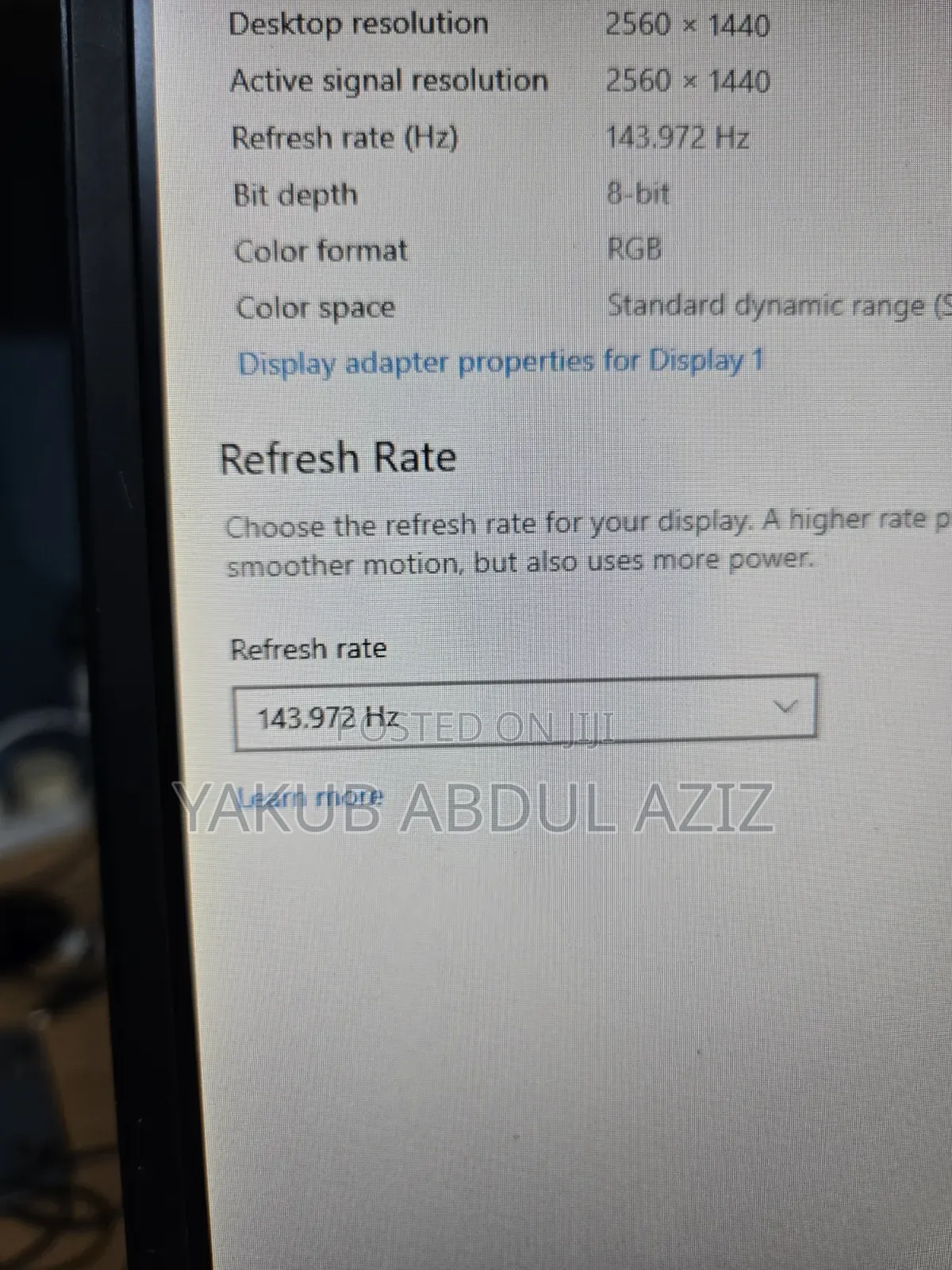 27 Inches 144hz Gaming Monitor