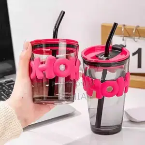Glass Cup With Straw